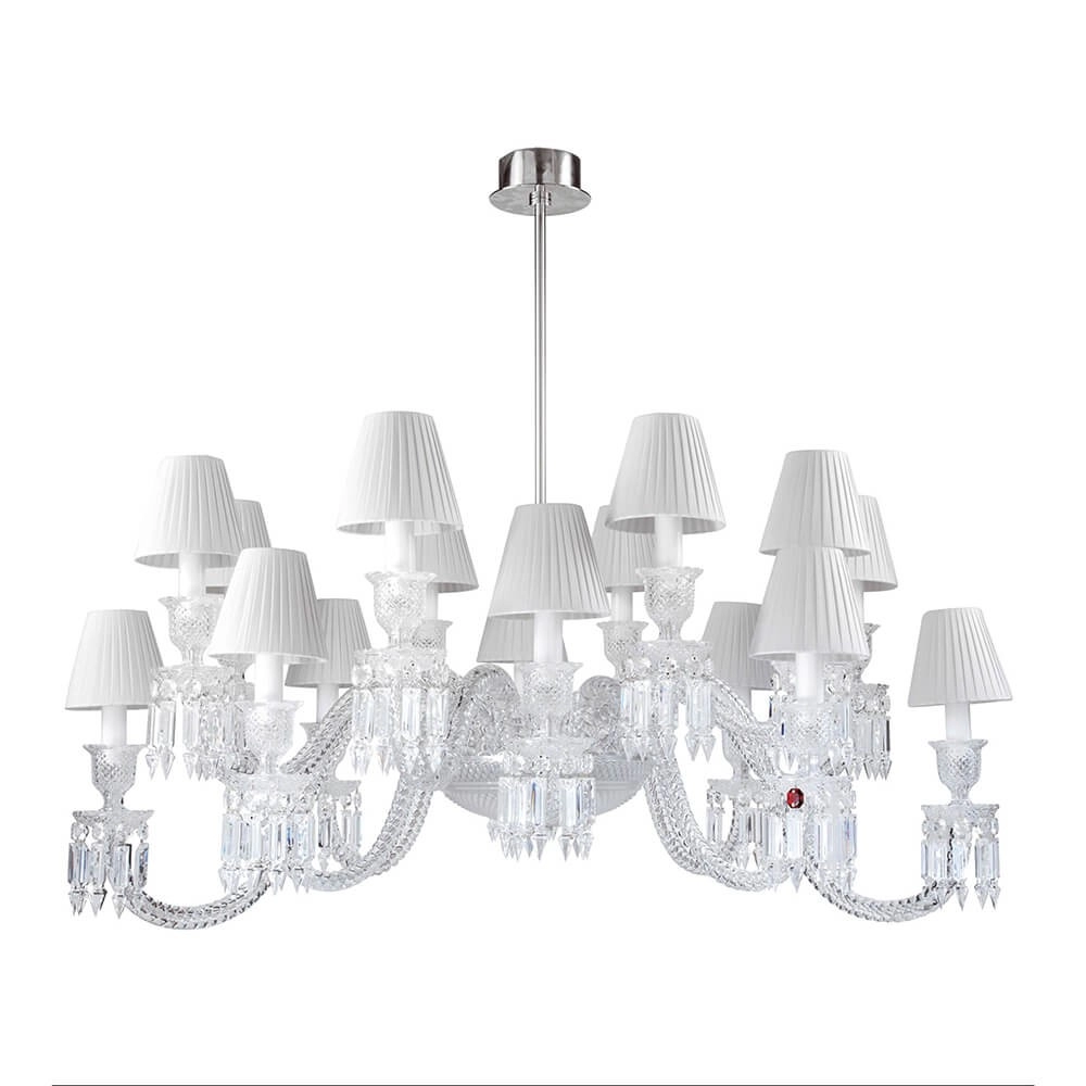 16 lights Classical baccarat style chandelier with lamp shade for dinnig table for hotel