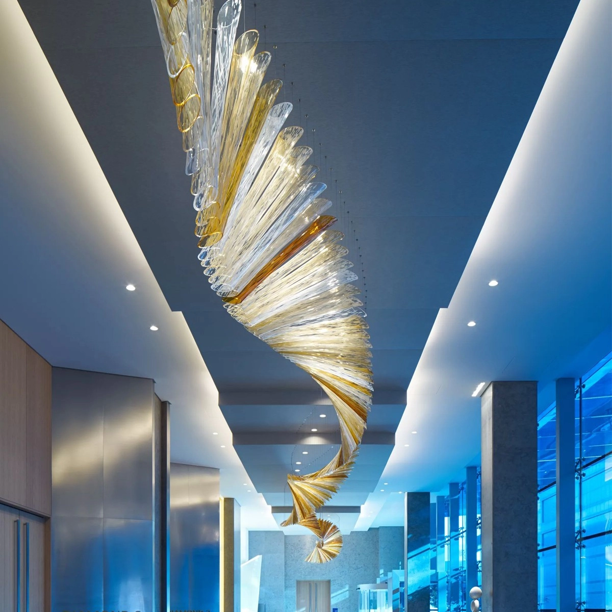 Hand Blown Glass	Trumpet glass tube chandelier for long corridor