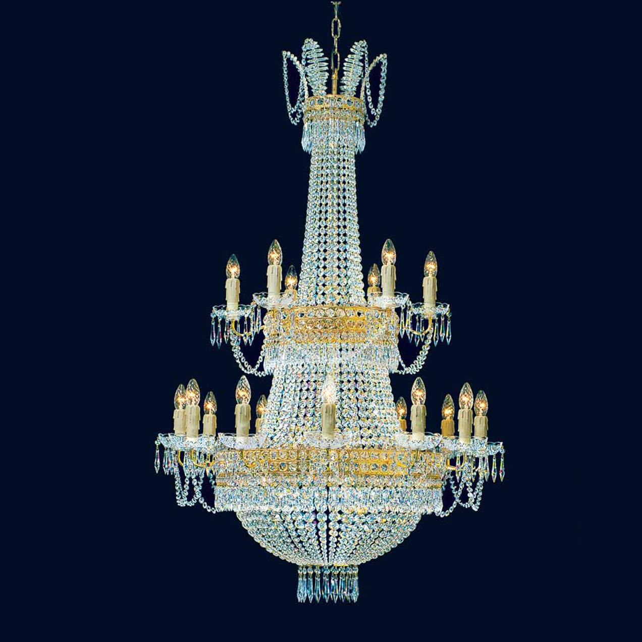 Two layers candle crytal empire chandelier