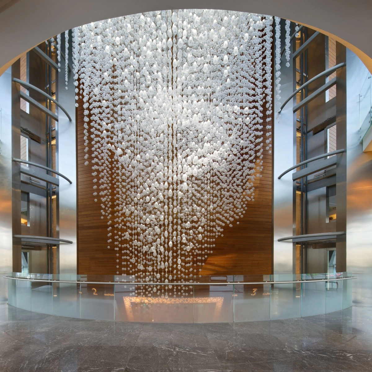 Glass bubble water fall chandelier for hotel back ground