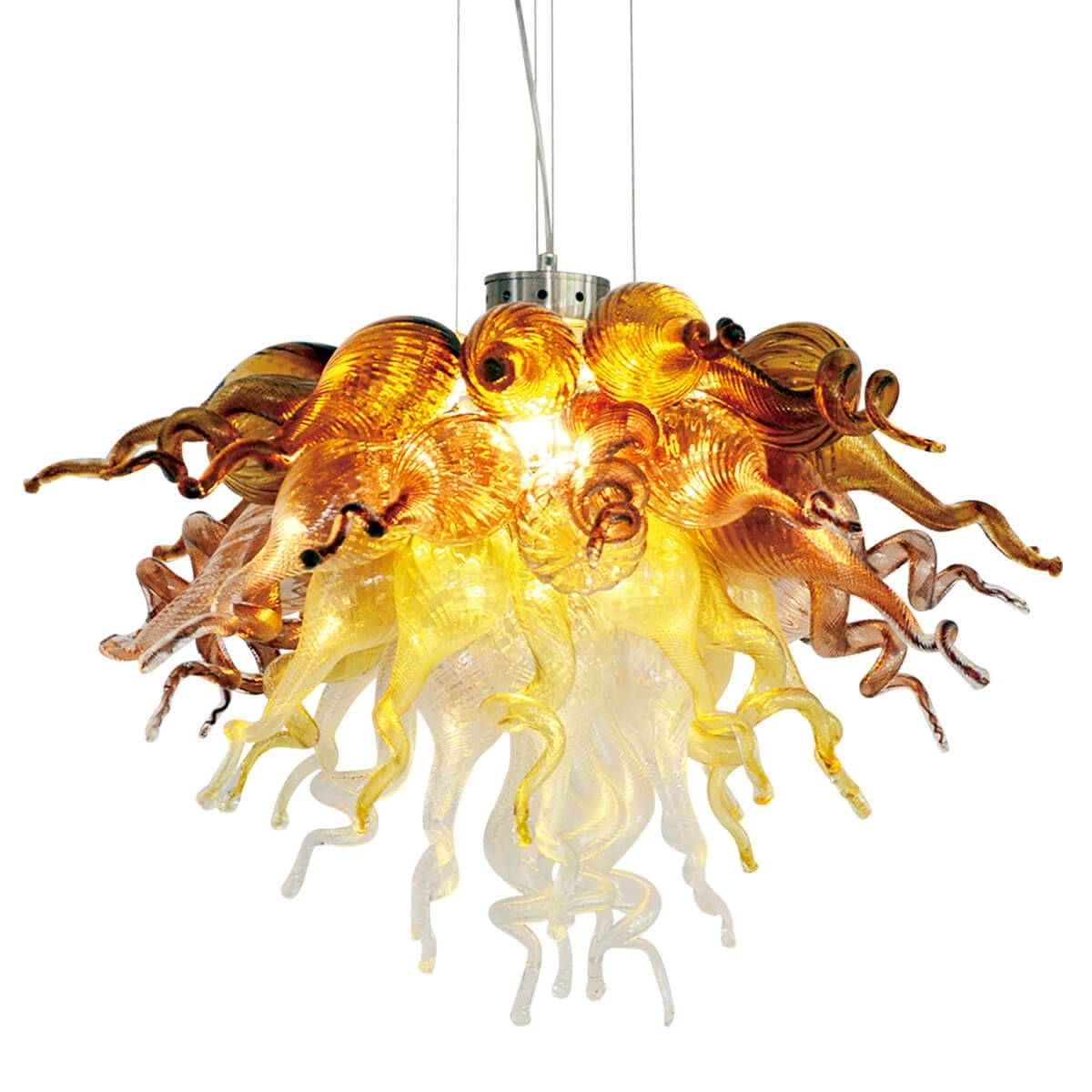Speckled Red amber chihuly style glass chandelier