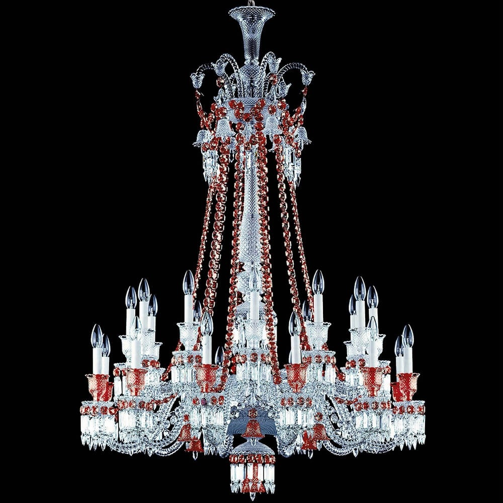 24 lights red baccarat crystal chandeliers with long neck