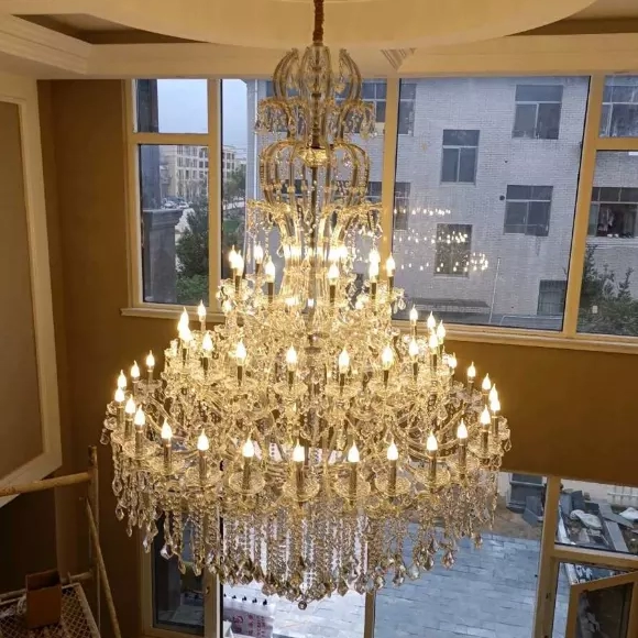 Large golden maria chandelier for luxury villa entrance