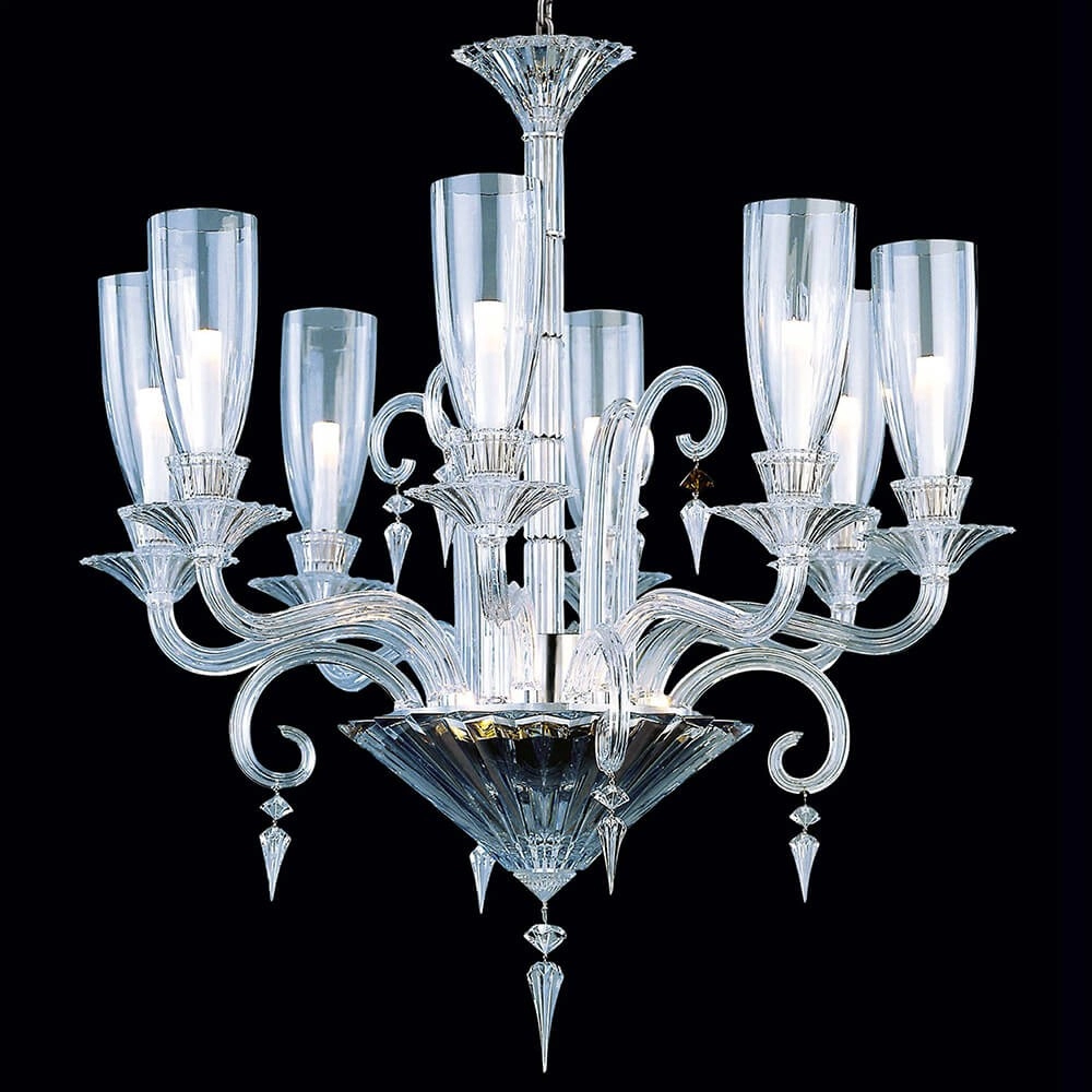 High Glass Cup 8 lights Mille Nuits glass baccarat chandelier for villa