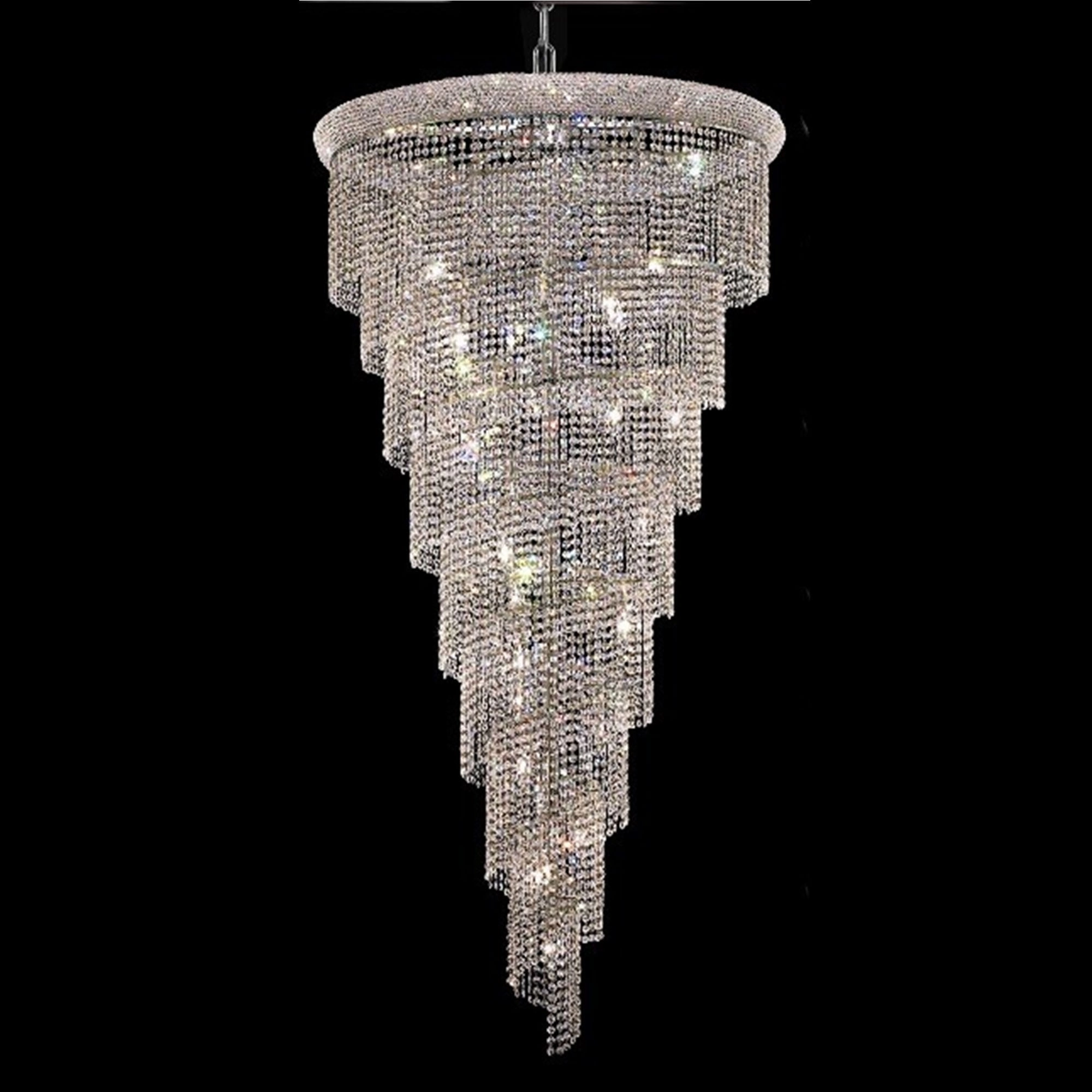 Chrome spiral empire crystal chandelier for starircase