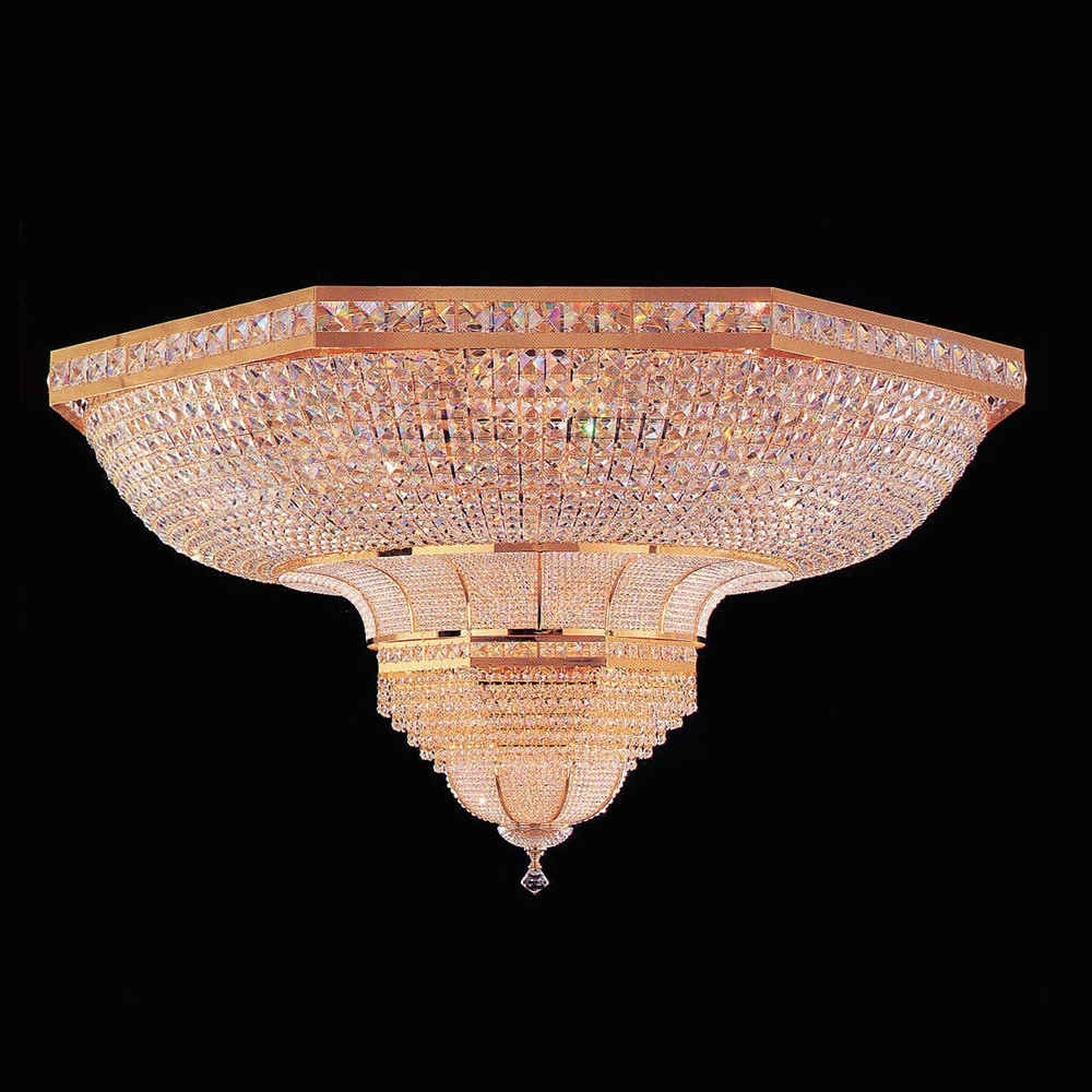 Empire flush mount golden crystal chandelier