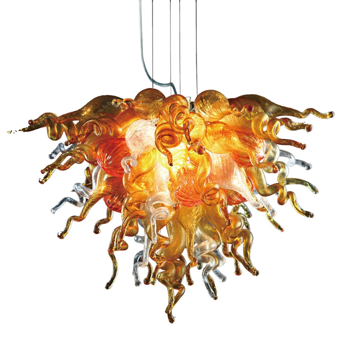 Fire amber glass chandelier