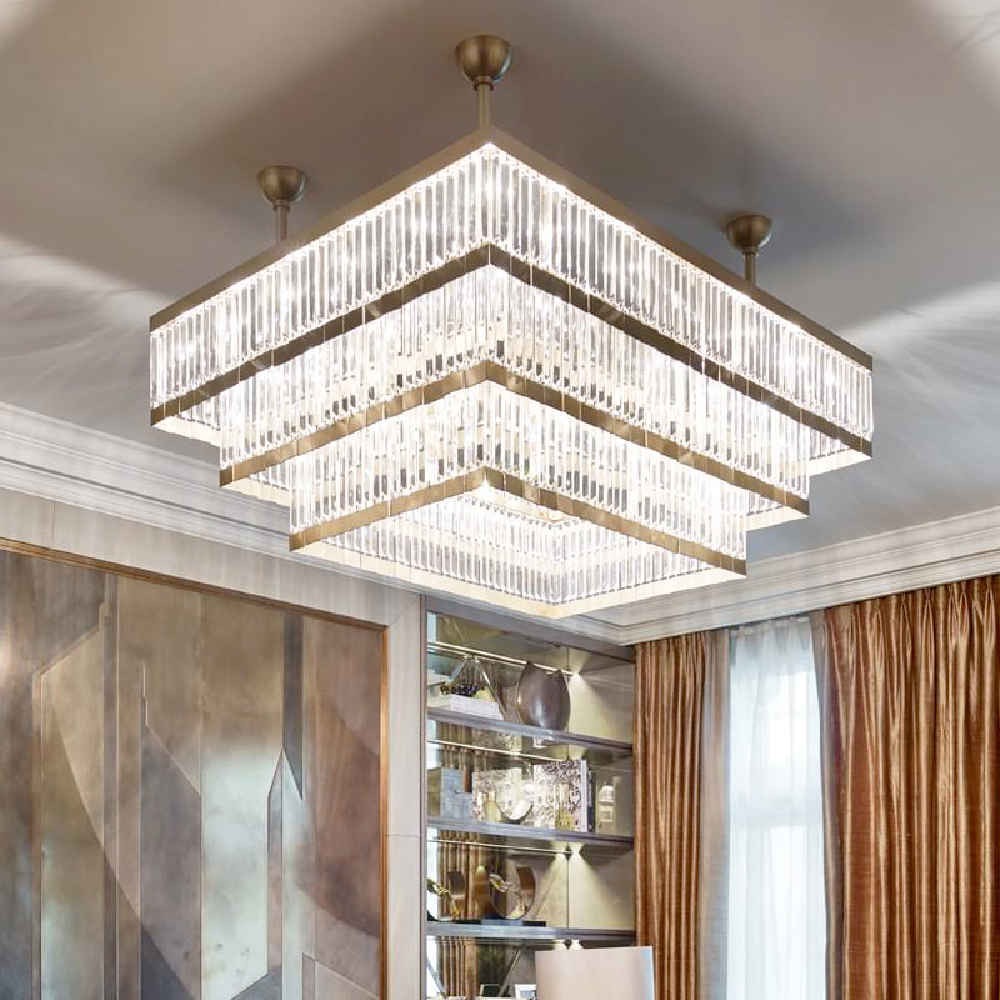 Rectangle asfour crystal chandelier for dinning table