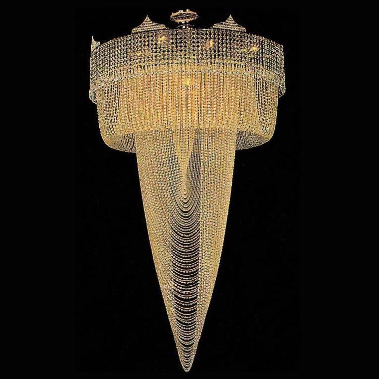 Long crystal drop empire chandelier for hotel dinning
