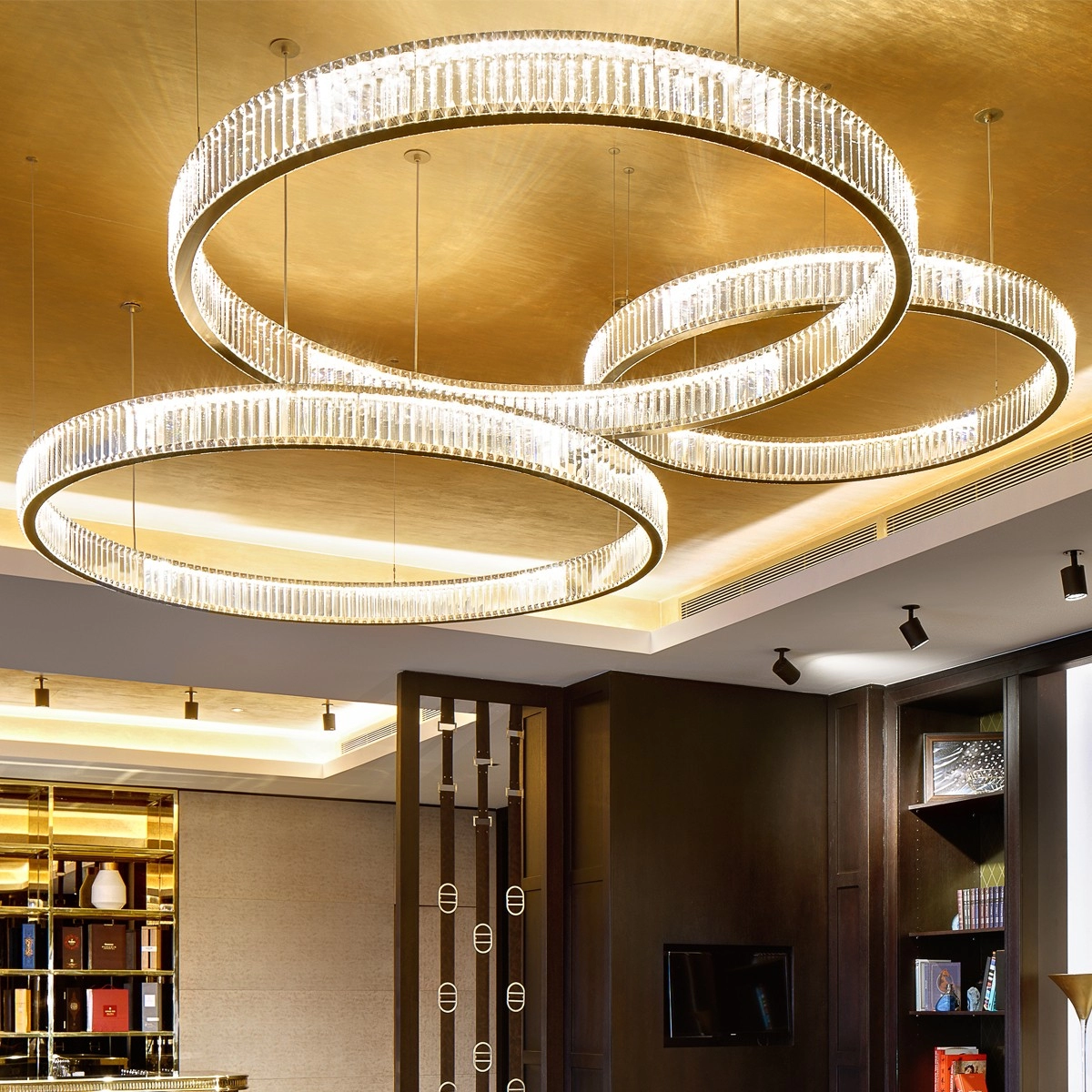 Crystal ring LED chandelier