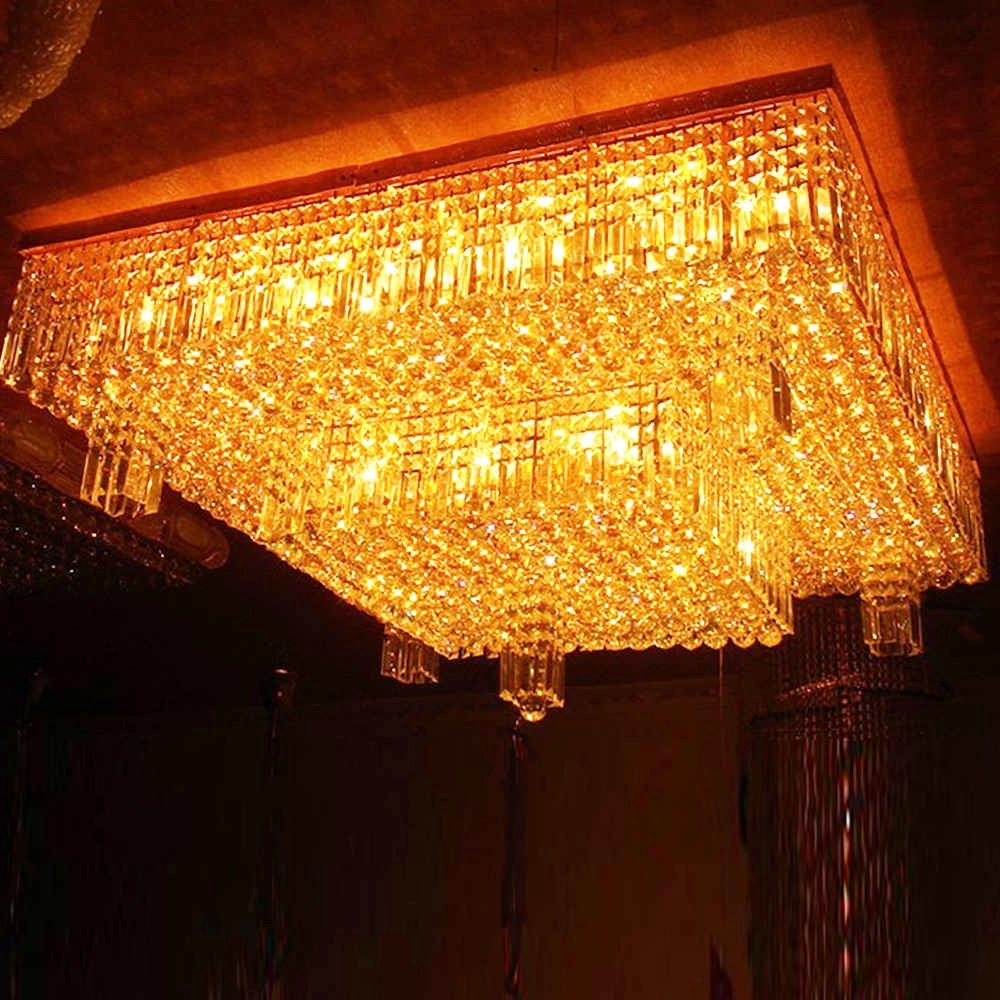 Square mounted two layers crystal chandelier