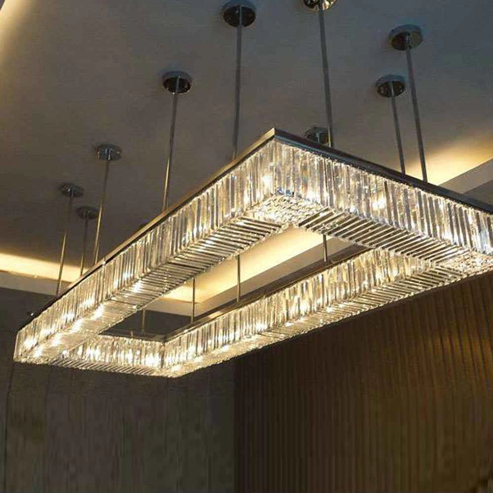 Rectangular ring crystal chandelier for living room decoration