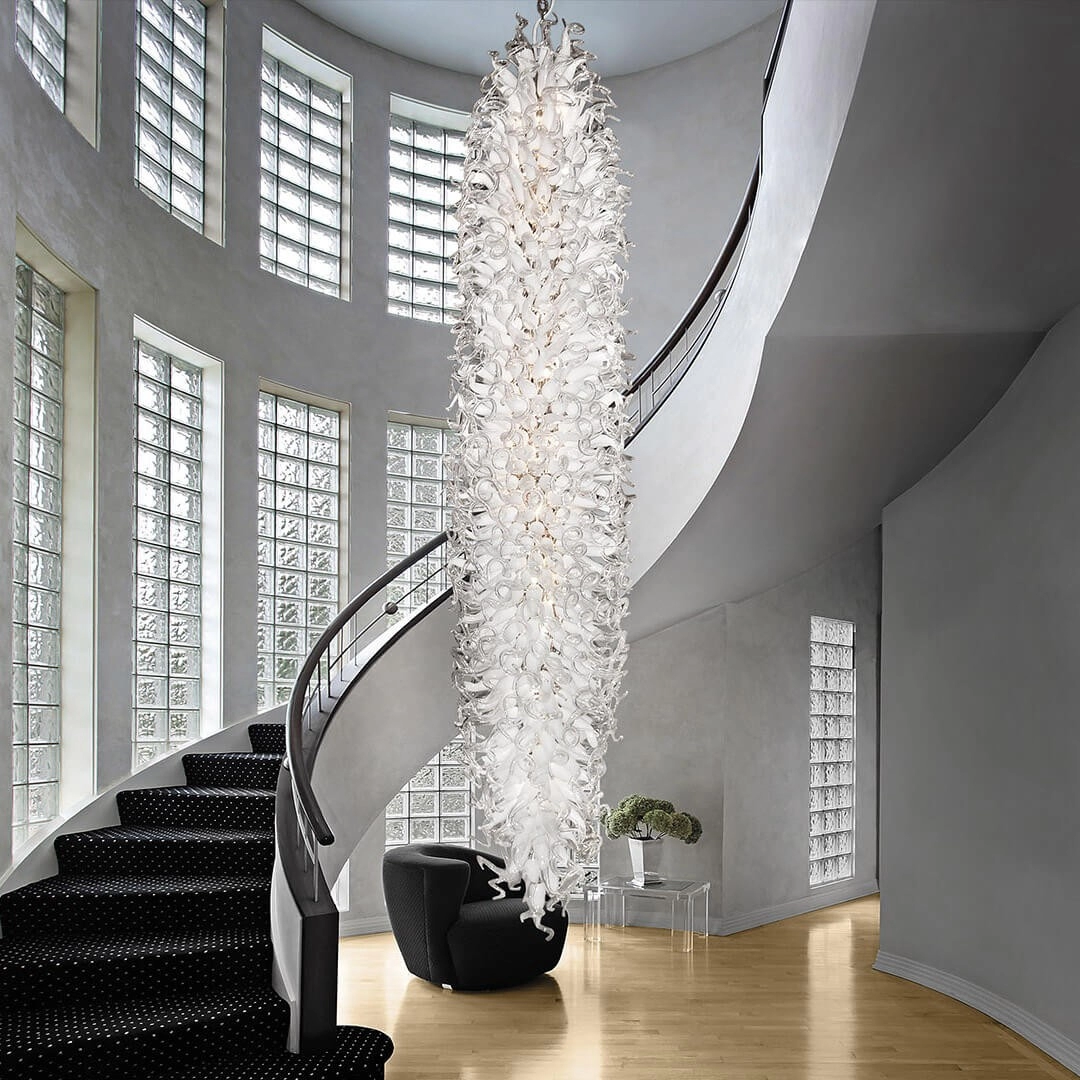 Long white craftmanship glass chandelier
