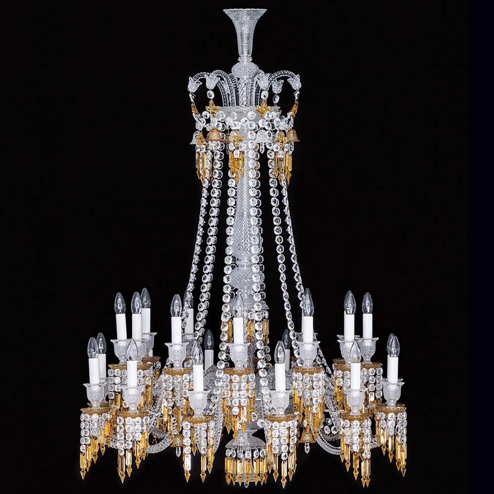 24 lights Zenith baccarat chandelier affordable prices with long neck for bedroom
