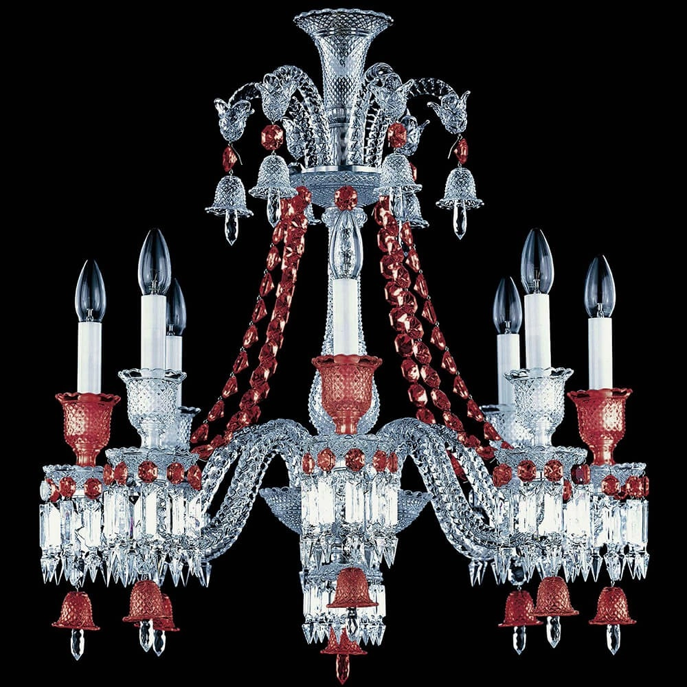 8 lights red baccarat chandelier for bedroom