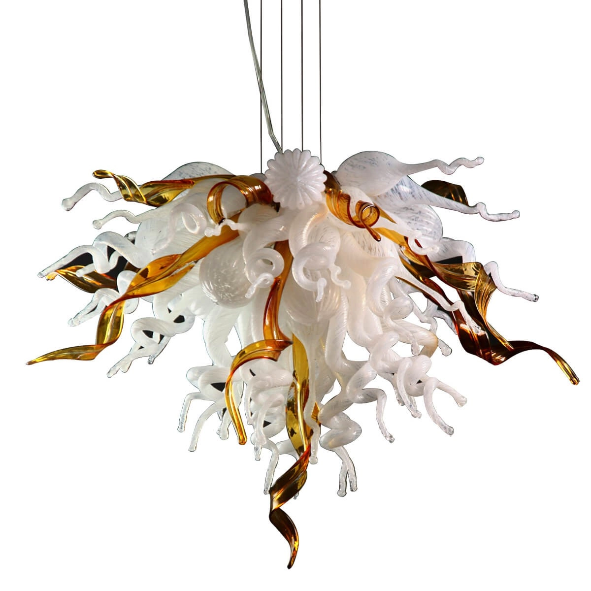 Amber Leaf spiral chihuly glass chandelier