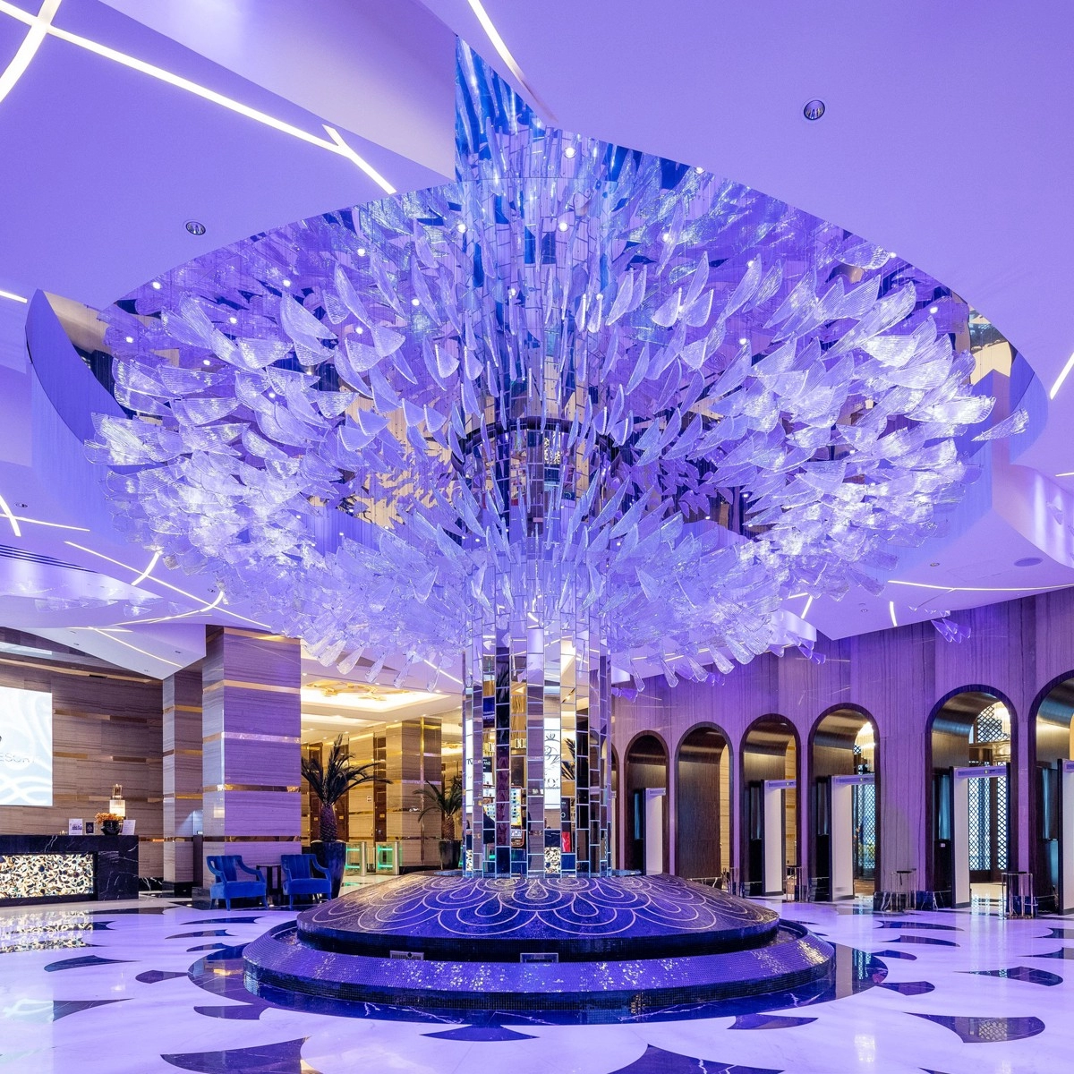 Modern hotel lobby art glass blossom chandelier