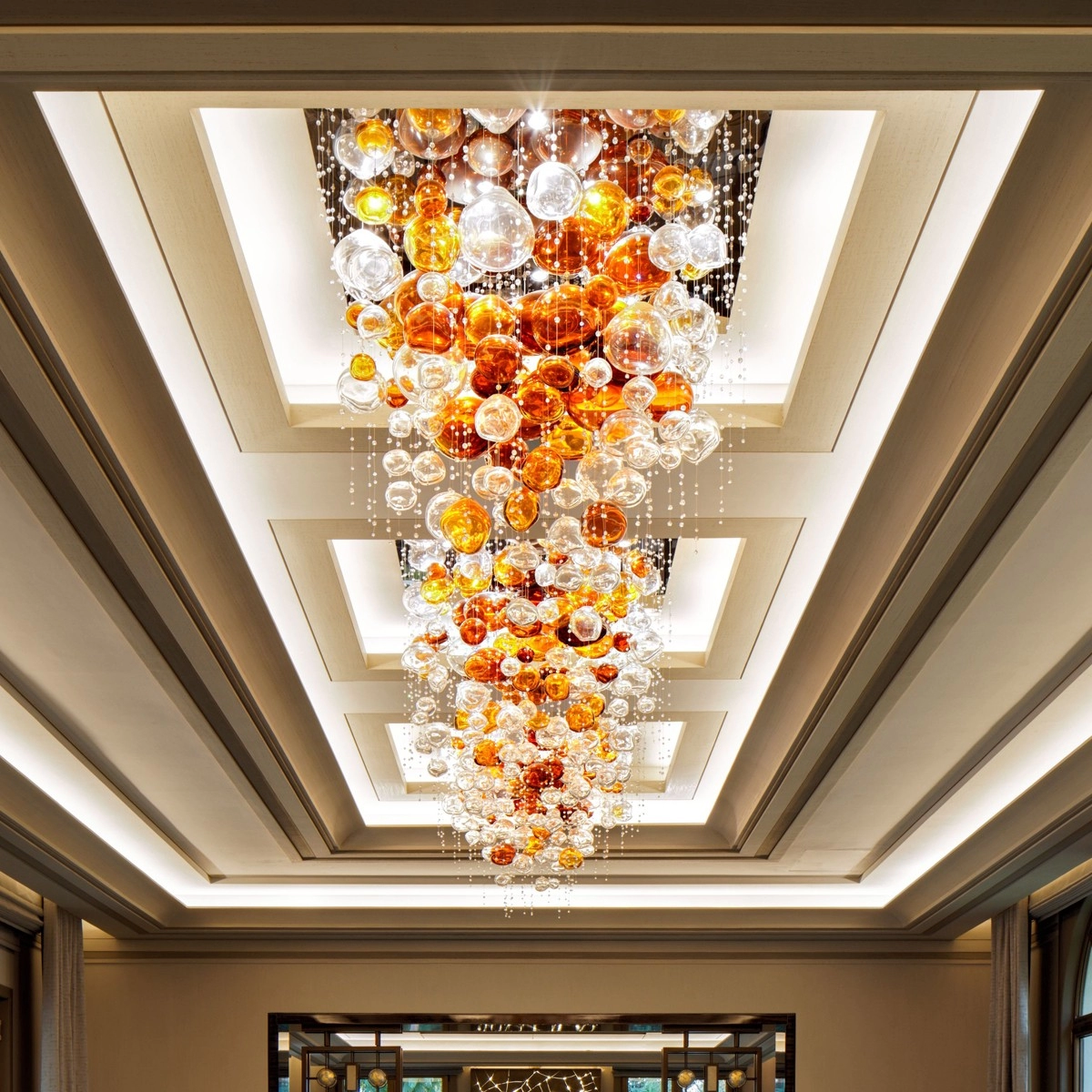 Amber glass bubble chandelier