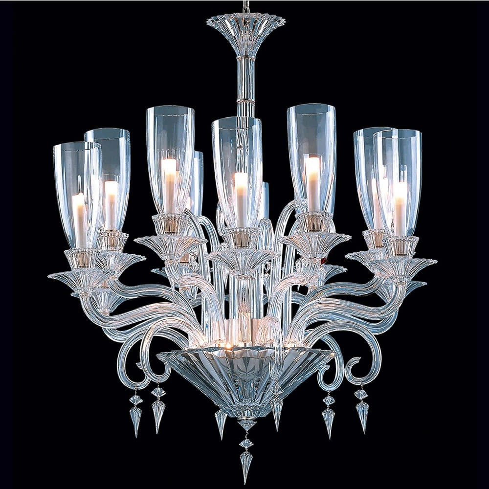 High Glass Cup 12 lights Mille Nuits baccarat crystal chandelier lighting for high ceiling