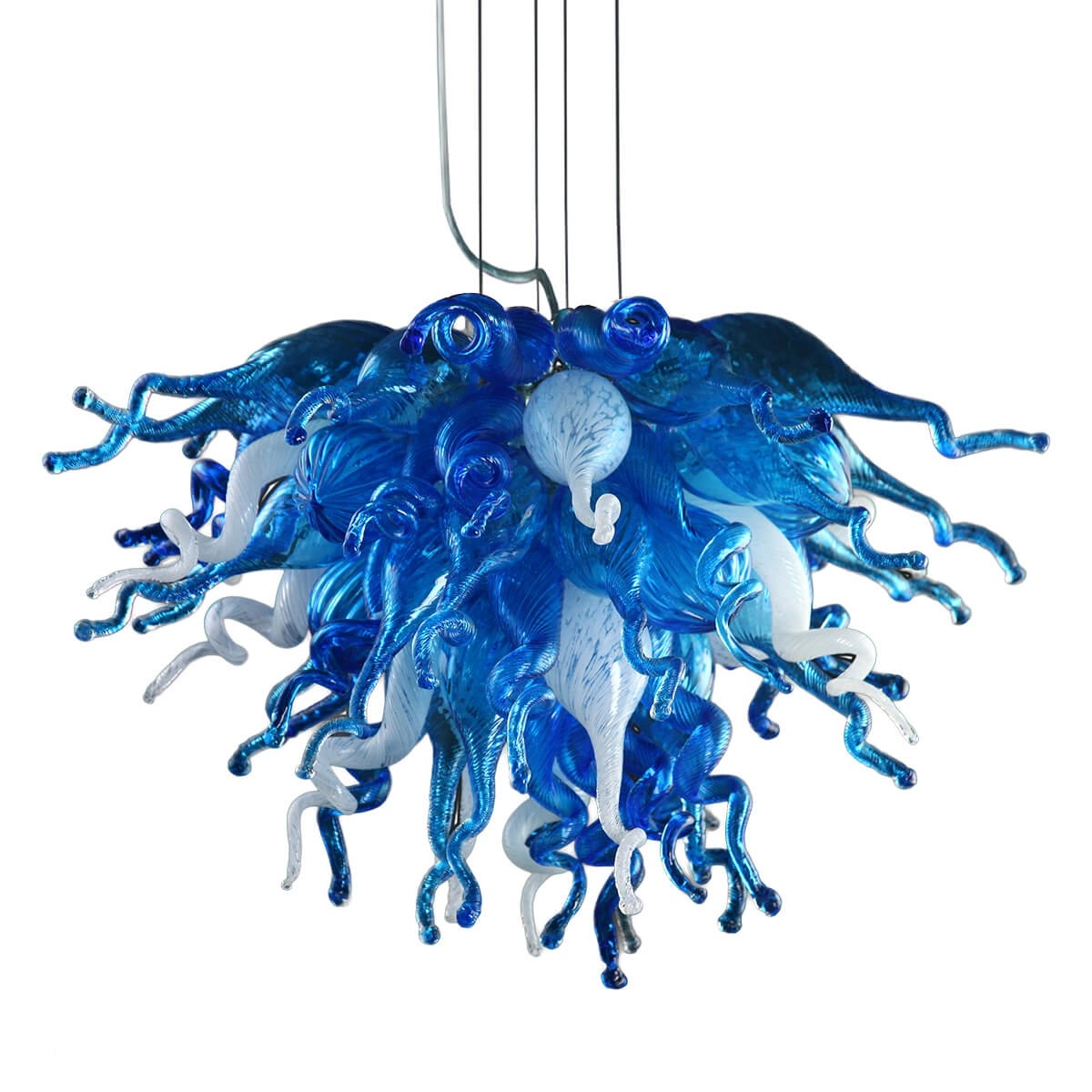 Cobalt sky blue glass chihuly chandelier