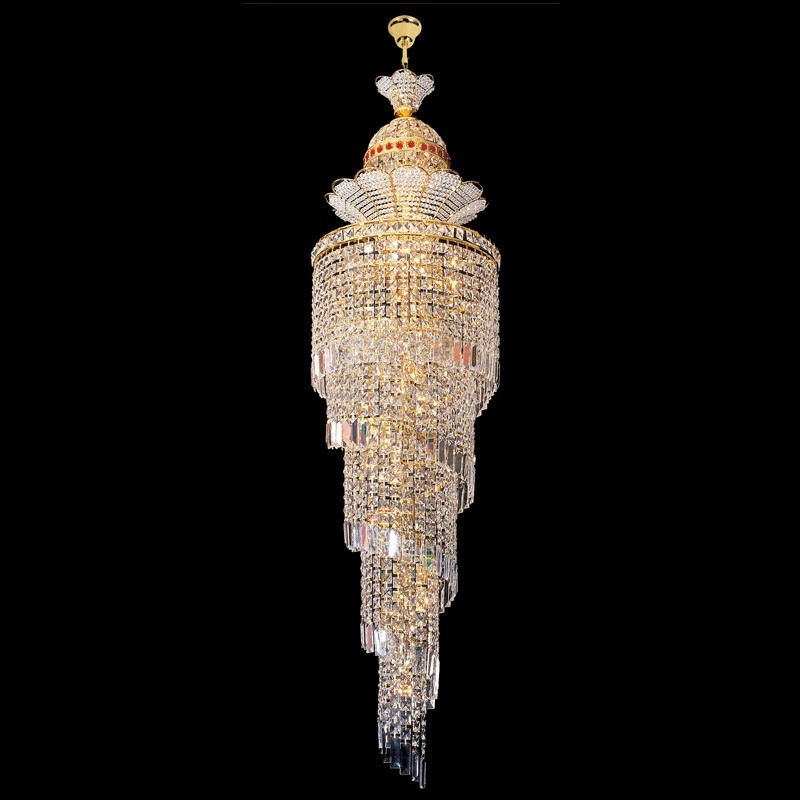 Long classical staircase empire crystal chandelier
