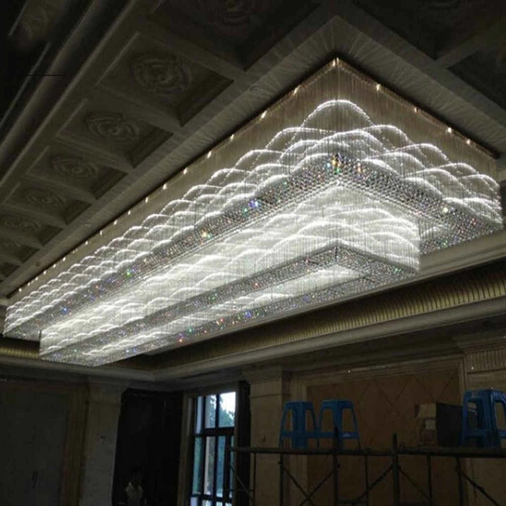 Large crystal  flush mount chandelier for hotel lobby