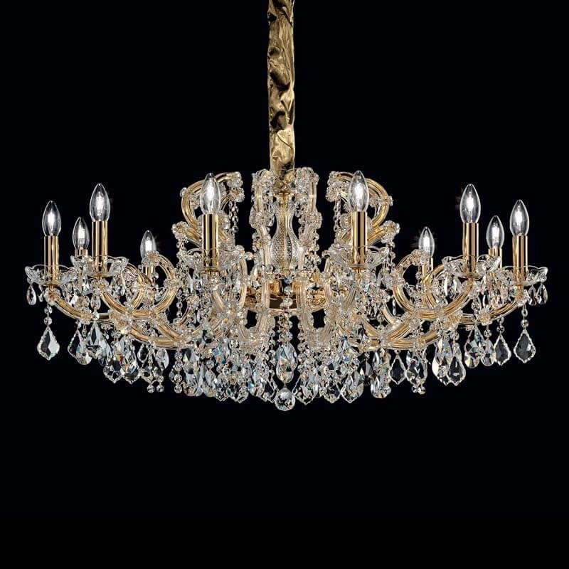 12 Light flat golden maria theresa chandelier for low ceiling