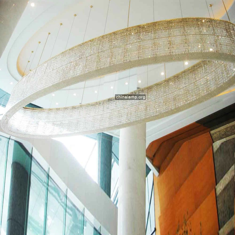 Big oval crystal ring chandelier for shopping mall