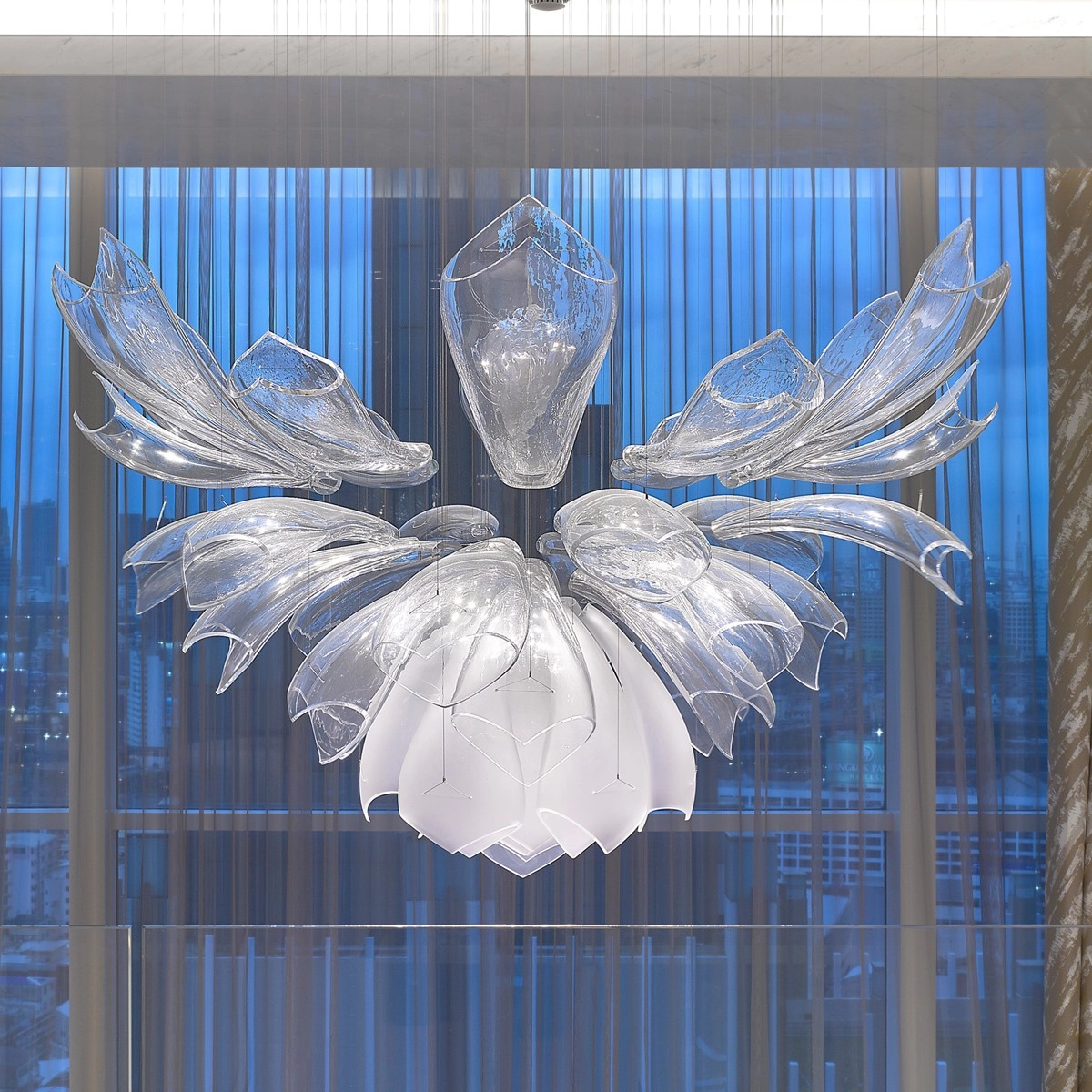 Petal glass chandelier for event hall