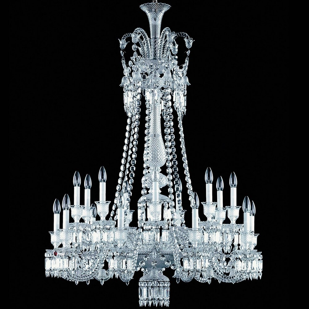 18 lights modern baccarat chandelierr with long neck for lobby