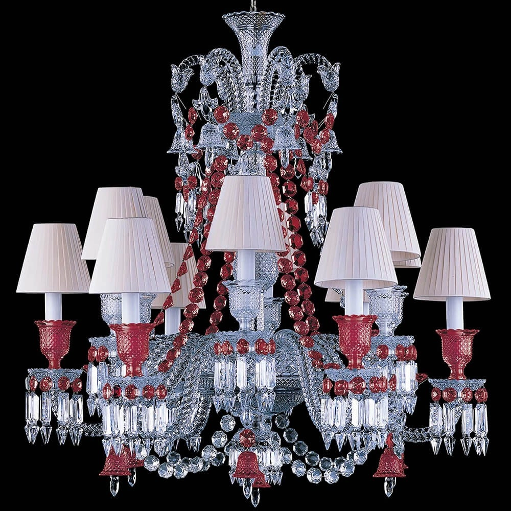 12 lights  baccarat crystal chandelier with lamp shade for entrance