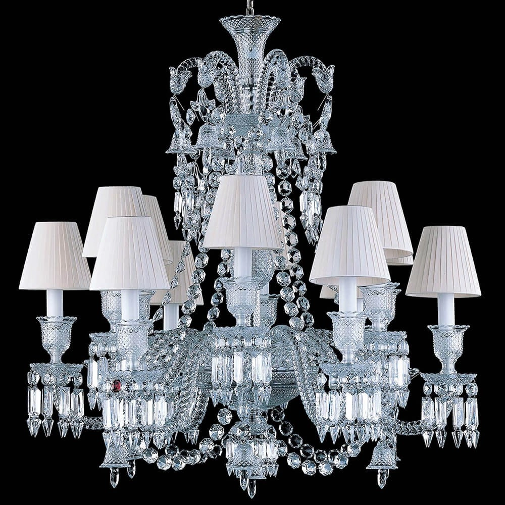 12 lights Classical baccarat style chandelier with lamp shade for entrance