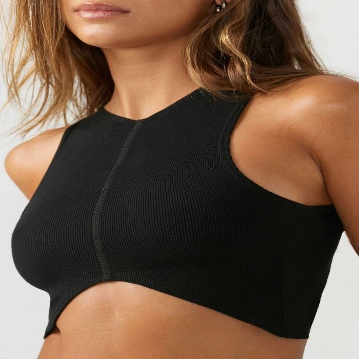 Ribbed Knit Solid Sports Bra