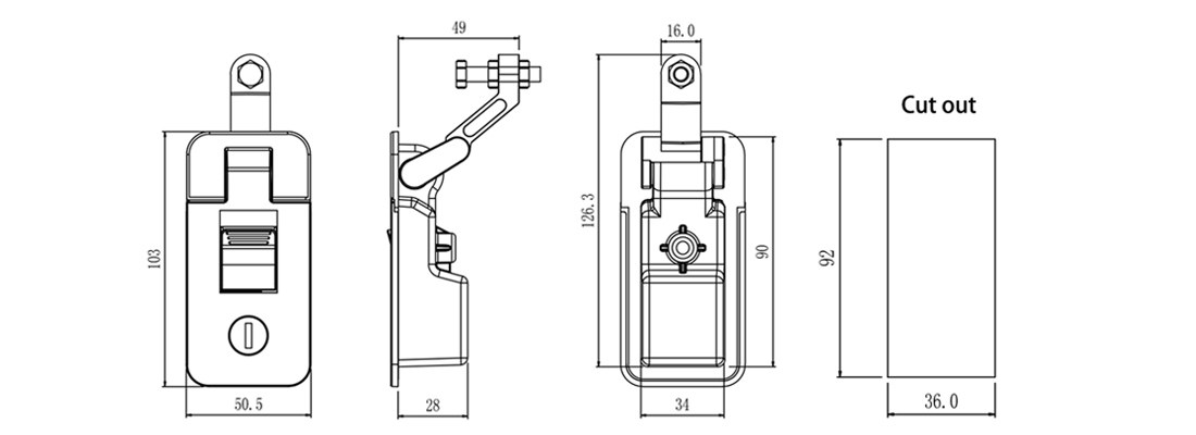 large compression latch drawing size 