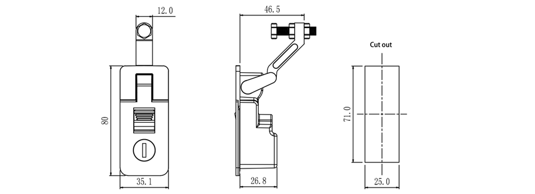 small compression latch drawing size