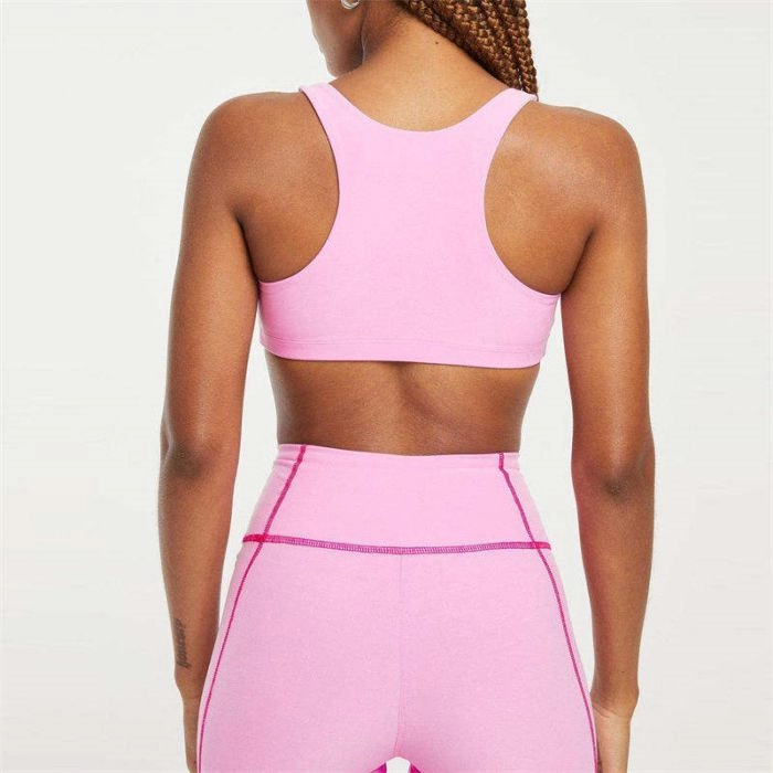 Custom Front Zipper Pink Sports Yoga Bra