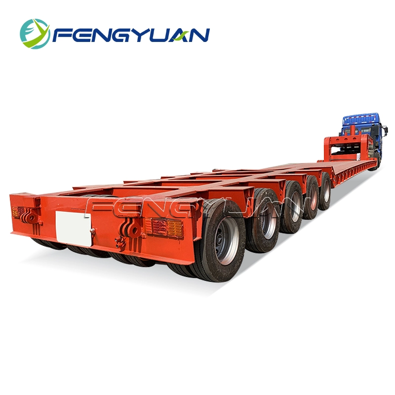 100 Tons Lowbed Truck Semi Trailer With Mechanical Ladder