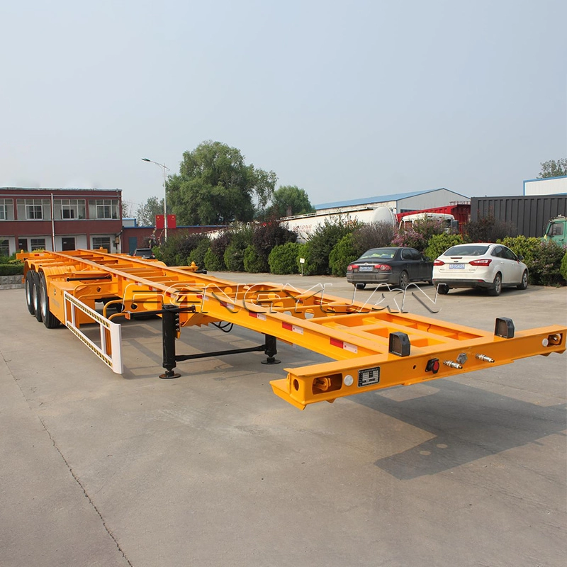 3 axle 40 ft container chasis transport skeleton semi trailer