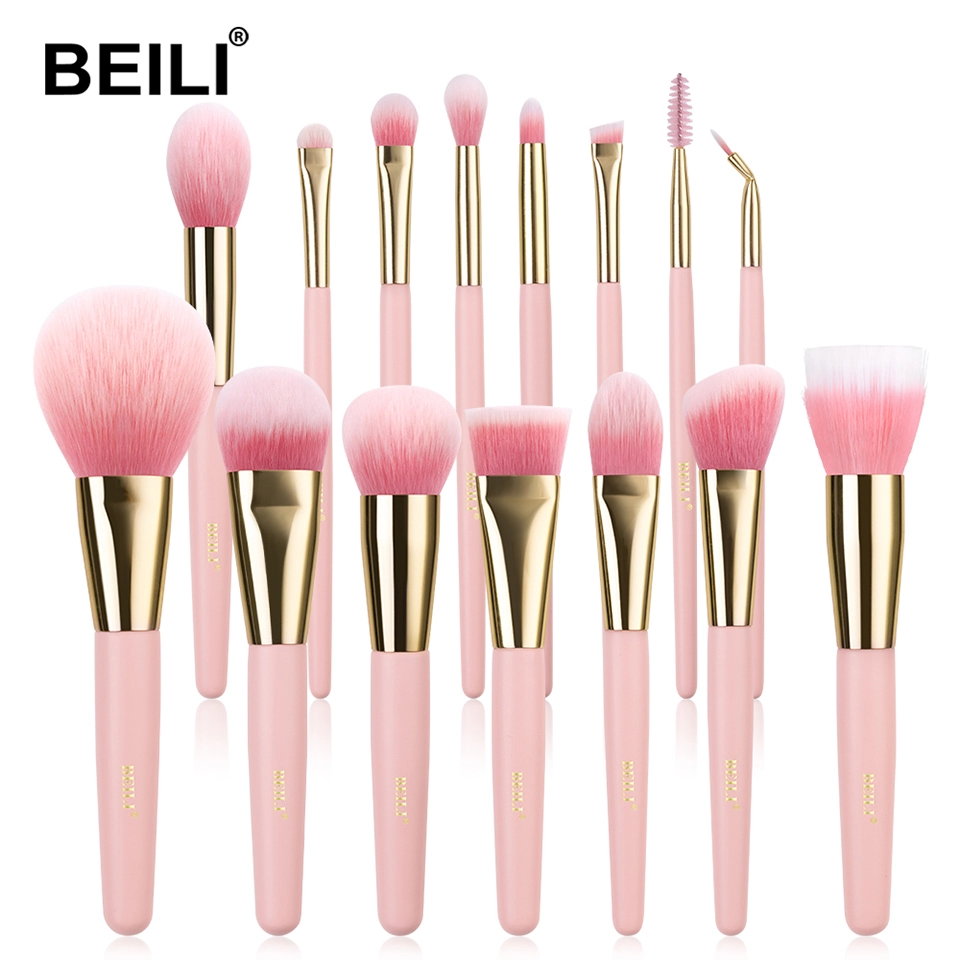 wood handle Cosmetic Brush Bag Gift Face Beauty Brushes Pink Makeup Brushes Set