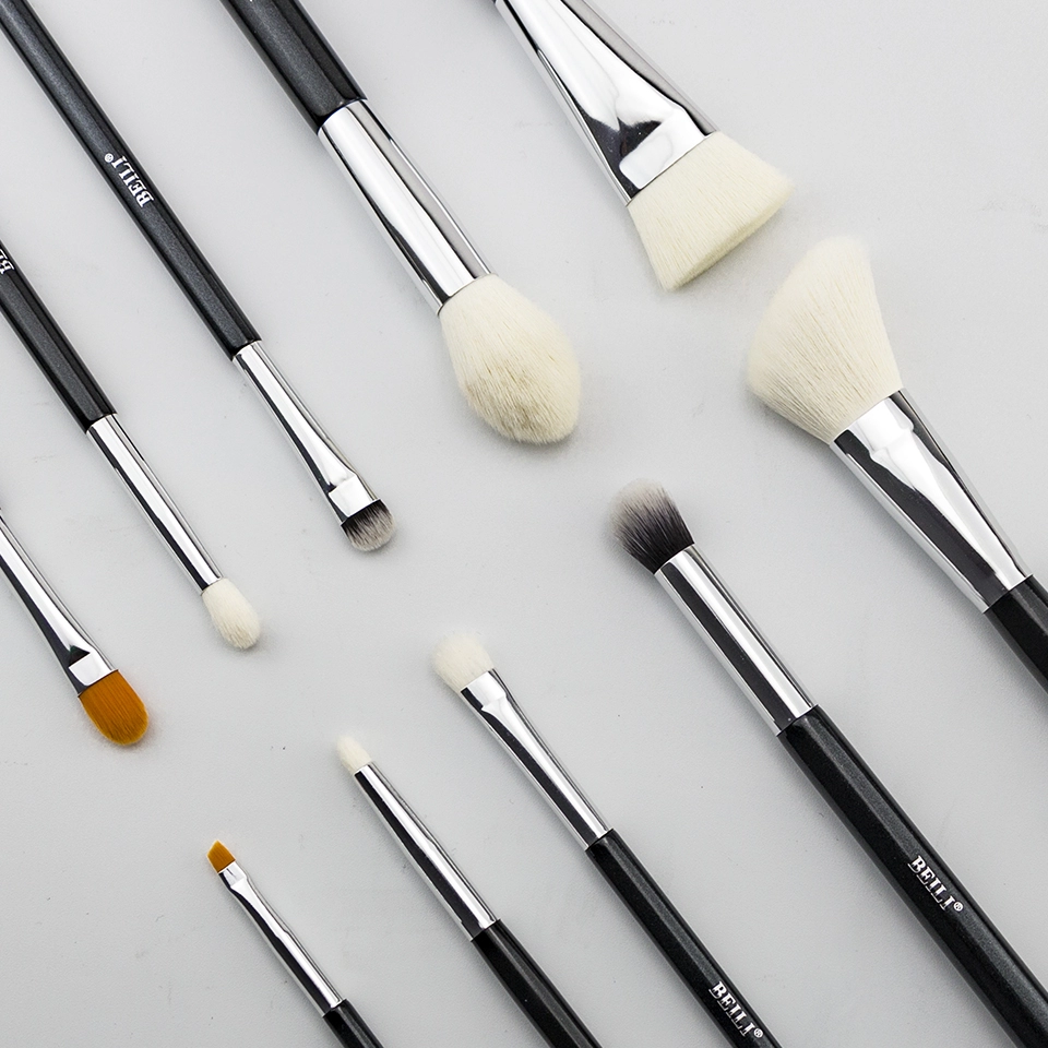 10pcs private label black cosmetic brushes