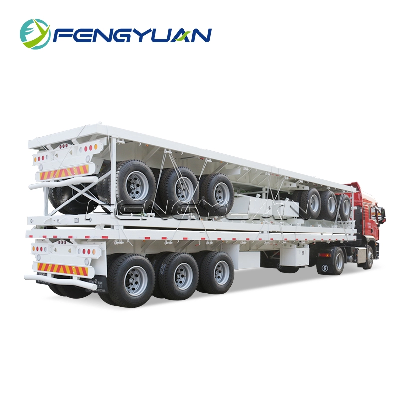 3 Axles 40 Feet 60 Ton flatbed Semi Trailer for Container Transport