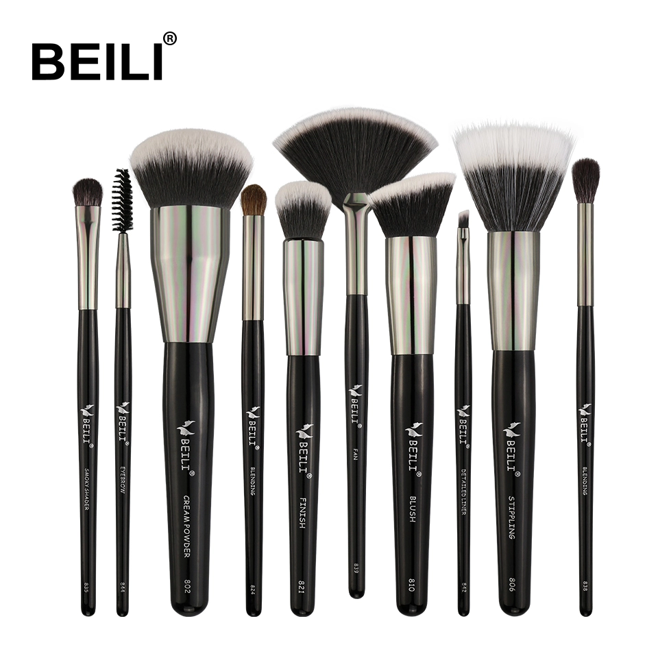 amazon best selling makeup brushes set 10pcs black makeup cosmetic brush set