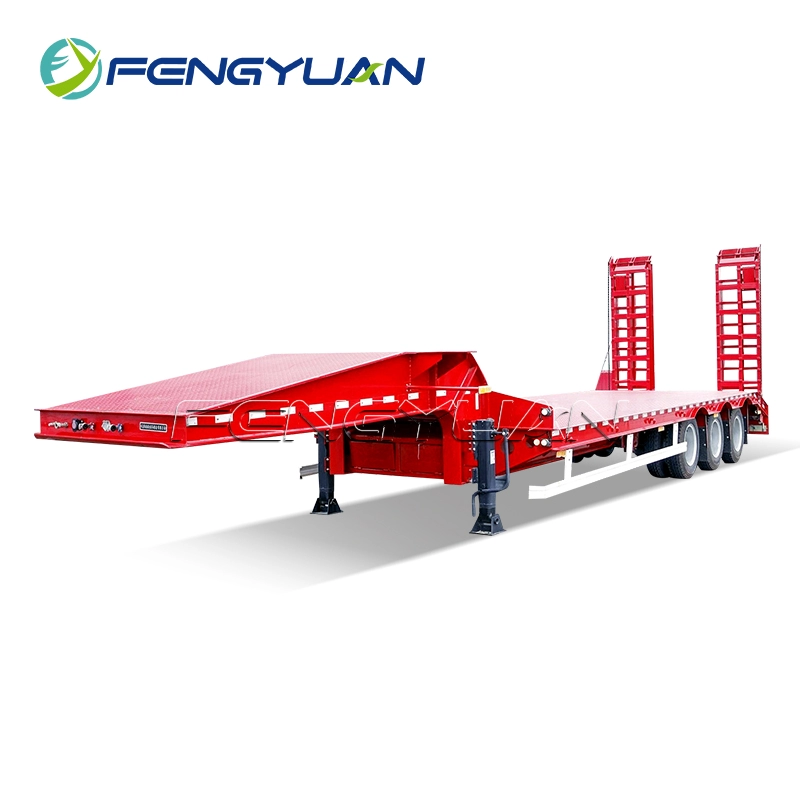 Tri-Axles 80Ton Lowbed Semi Trailer With Mechanical Suspension