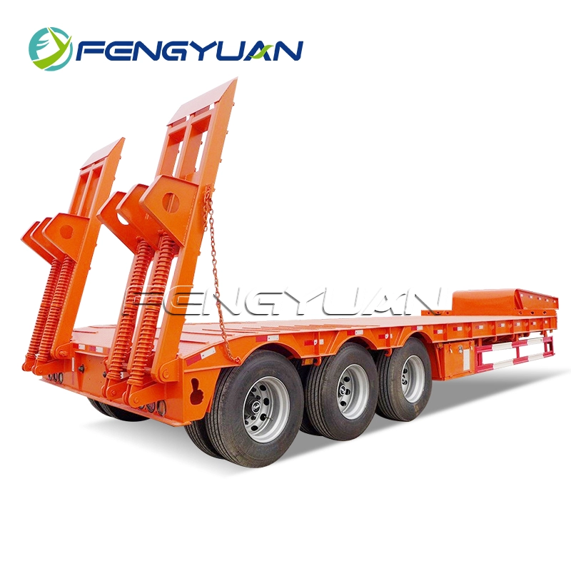 3 Axles 80Tons Truck Lowbed Semi Trailer For Sale