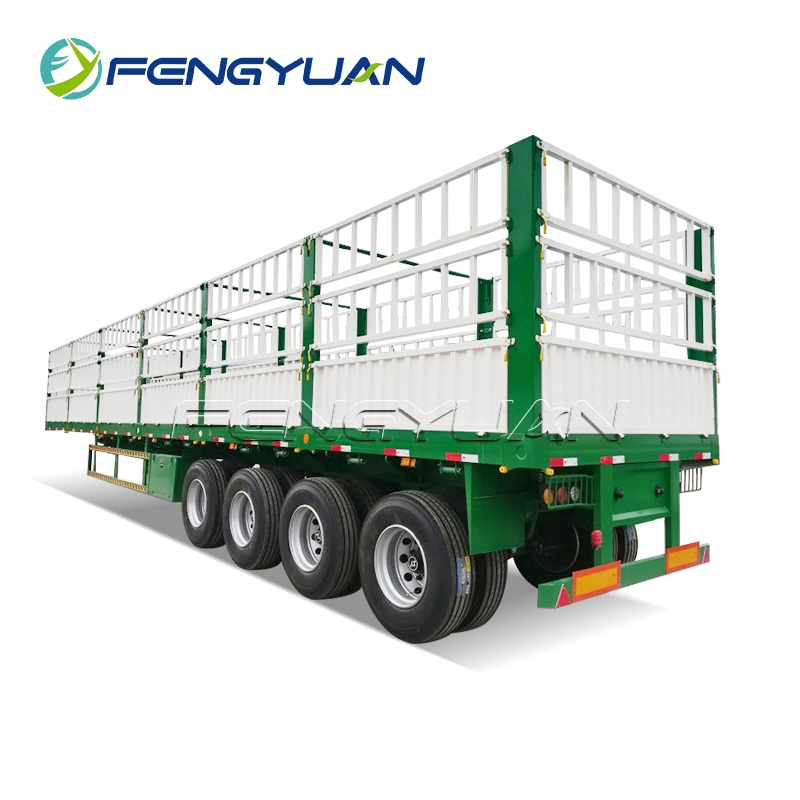4 Axle Goods Delivery Animal Livestock Cargo Transport Fence Semi Trailer