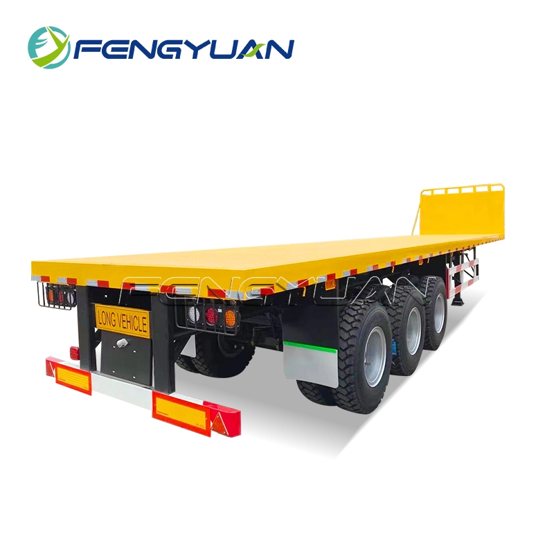 50 Ton 40 Ft 3 Axles Container loading Flatbed Semi Truck Trailer