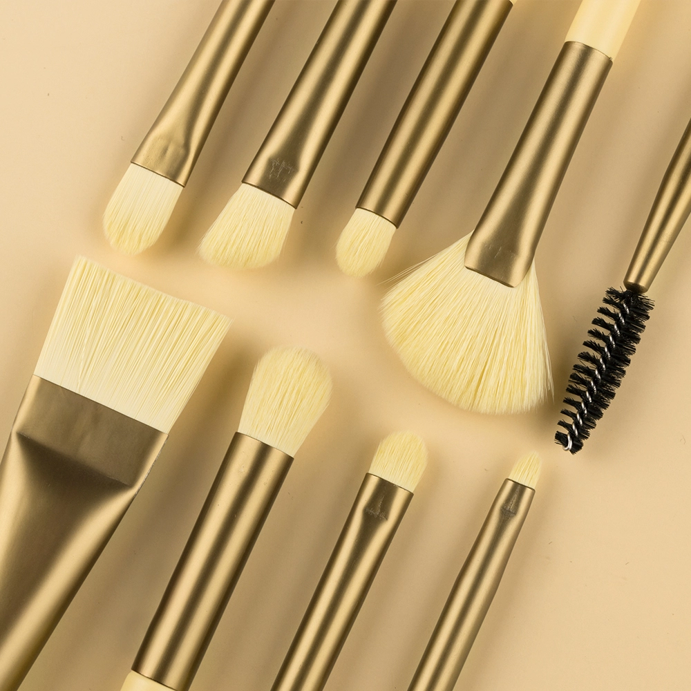 Yellow vegan professional make up brush set
