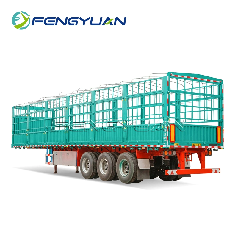 3 axles 60t animal cargo transport fence truck semi trailer