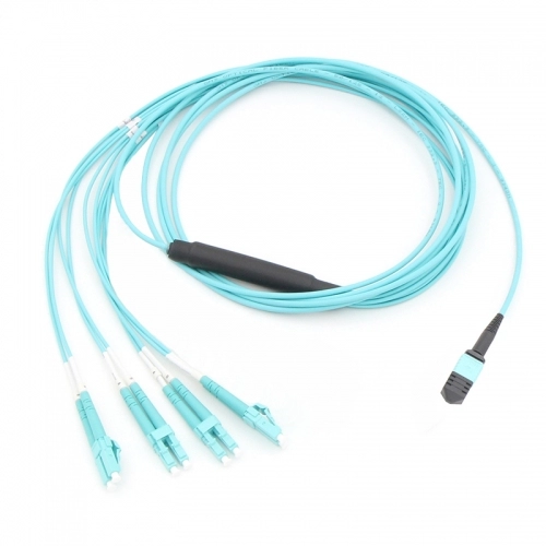 8 Fiber MPO(Male)-4LC Duplex OM3 Multi-mode Fiber Optic Harness Fan-out/Breakout Cable