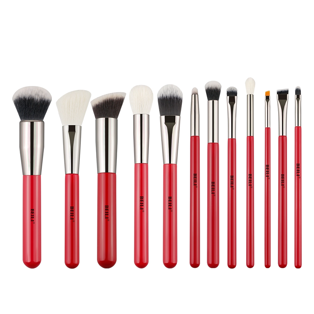 BEILI 12pcs red private label makuep brushes